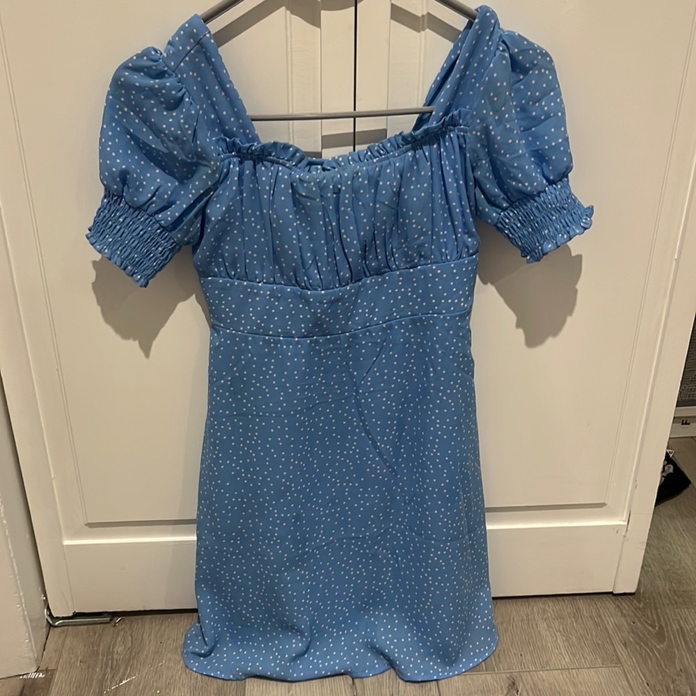 Blue poka dotted dress girls medium